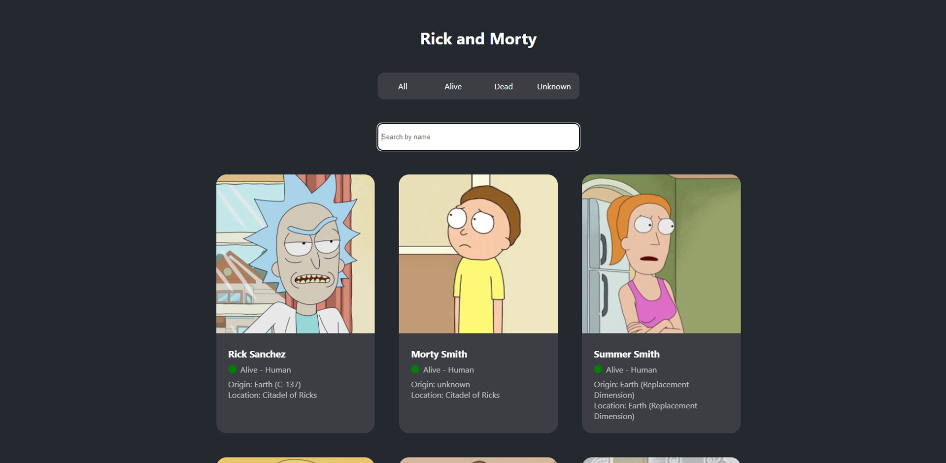 image of all projects list